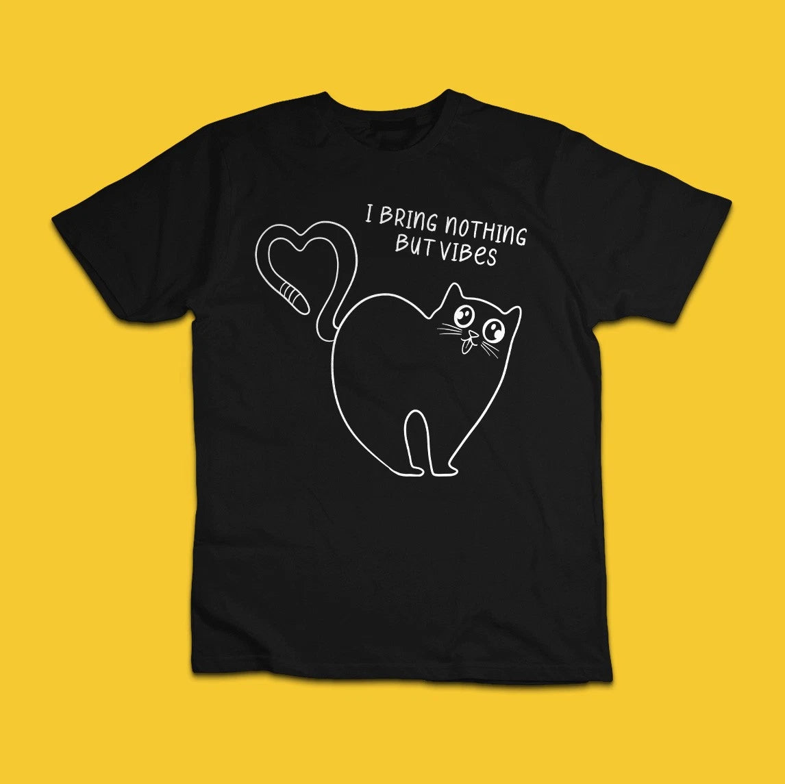 Funny Cat I Bring Nothing But Vibes Graphic T-Shirt Cute Kitty Tee