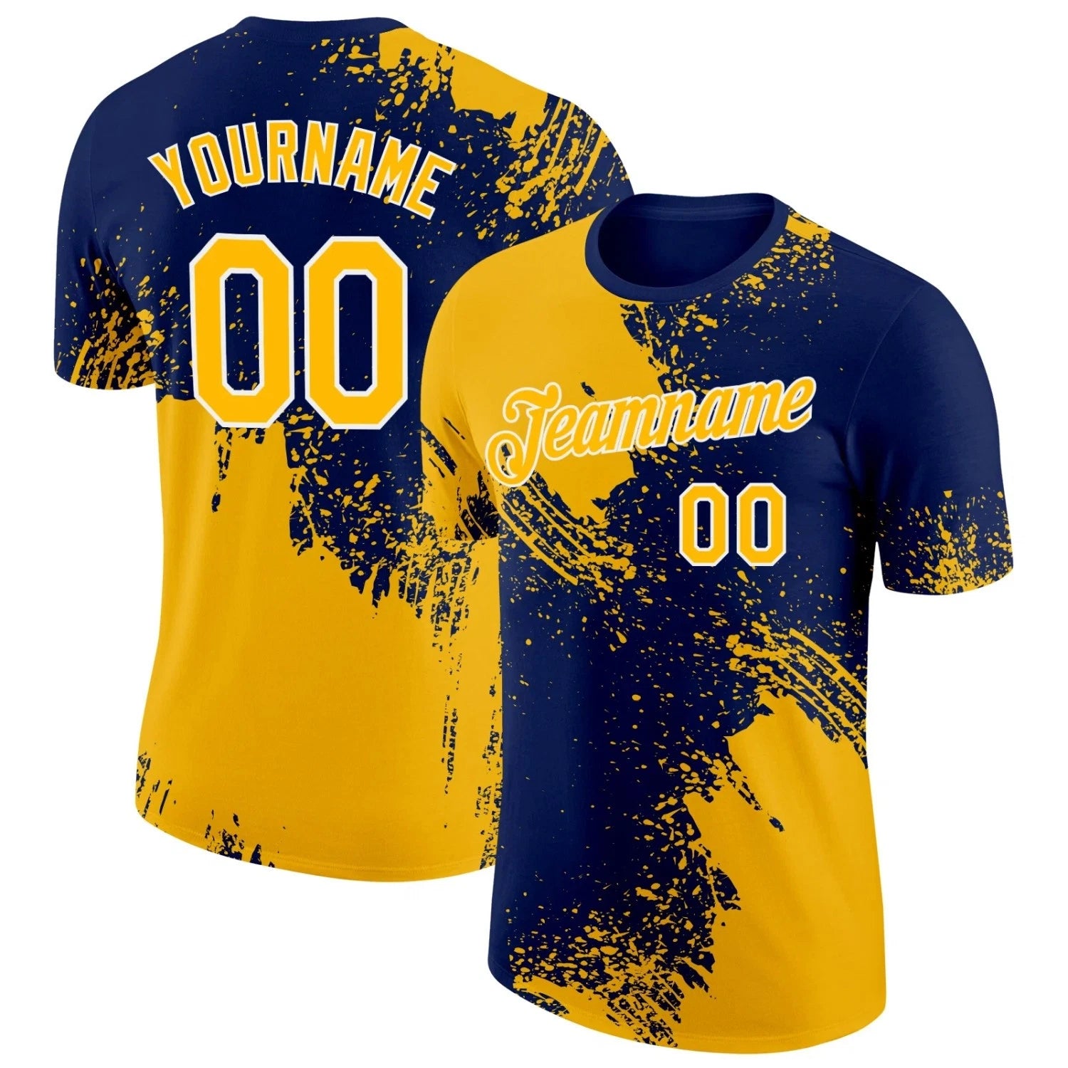 Custom Gold -White 3D Pattern Design Abstract Brush Stroke Performance T-Shirt