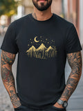 Moon Mountains Nature Graphic Unisex T-Shirt Women Men Trendy Tee Casual T-shirt