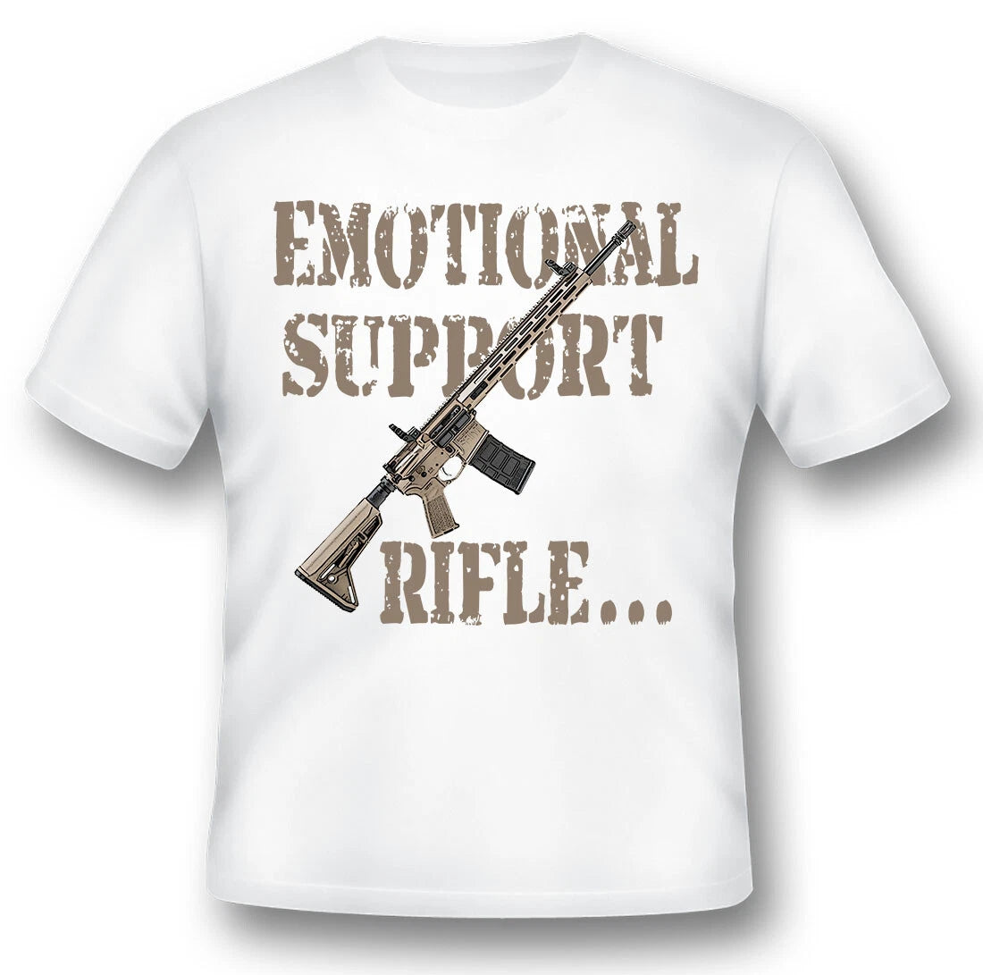 Emotional support rifle 2nd amendment ar15 gun humor funny black or white tee