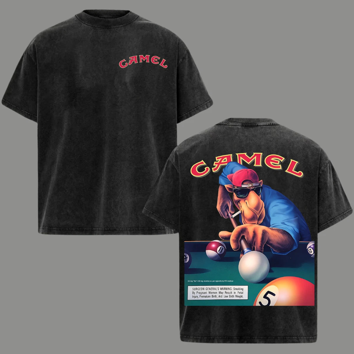 Vintage Camel Joe Billiards Acid Washed T-Shirt Graphic Tee Men's Clothing