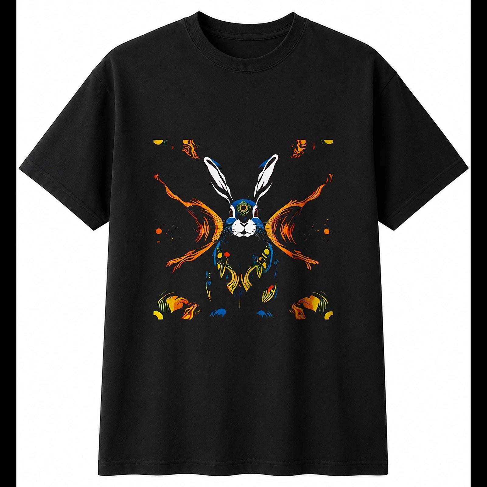Psychedelic Flemish Giant Rabbit Portrait Mens T-Shirt Cute Kawaii Adorable Tee