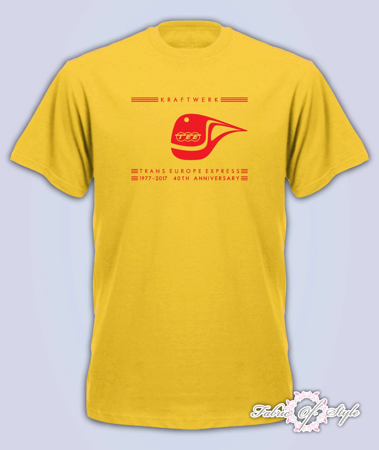 40th Anniversary KRAFTWERK TRANS EUROPE EXPRESS RETRO Mens T-Shirt Yellow Red