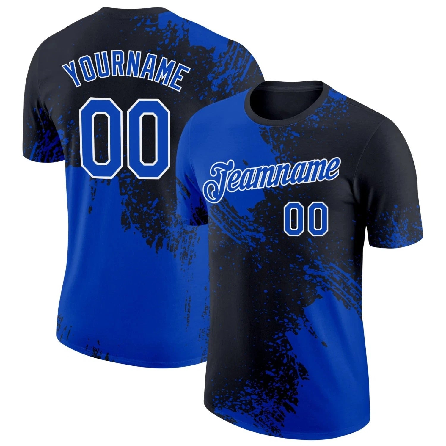 Custom Thunder Blue Black-White 3D Pattern Design Abstract Brush Stroke Performa