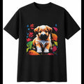 Neon Puppy in Nature Dog Mens T-Shirt Black 100% Cotton Kawaii Top