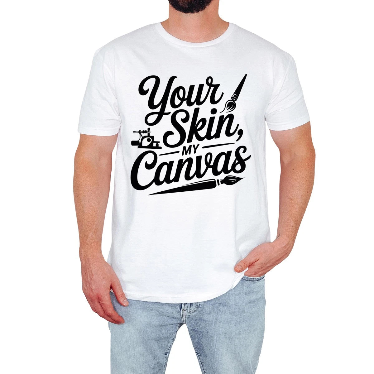 Your Skin My Canvas Mens T-Shirt Creative Tattoo Art Funny Gift For Him