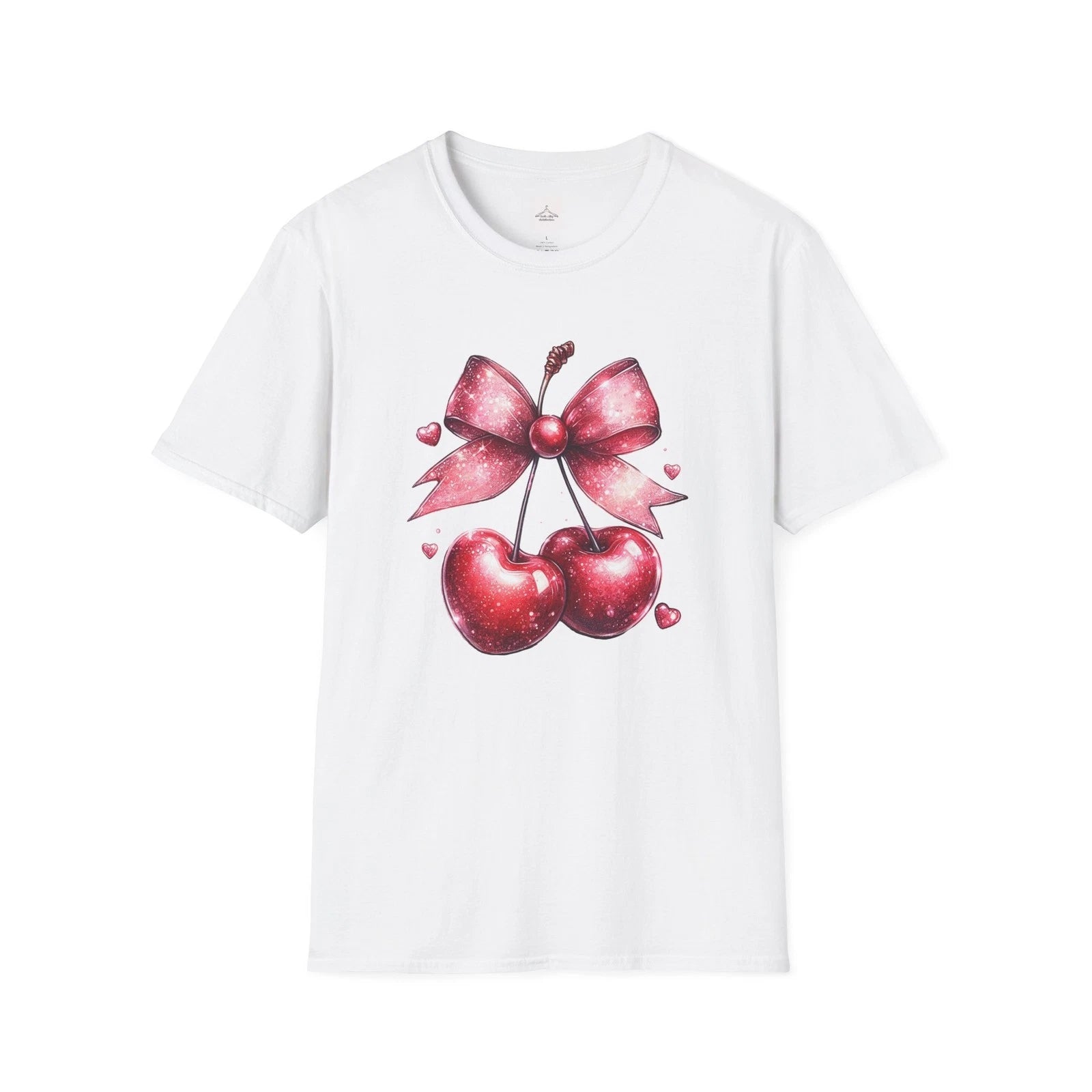 Cherry Bow T-Shirt | Cute Heart Cherries Graphic