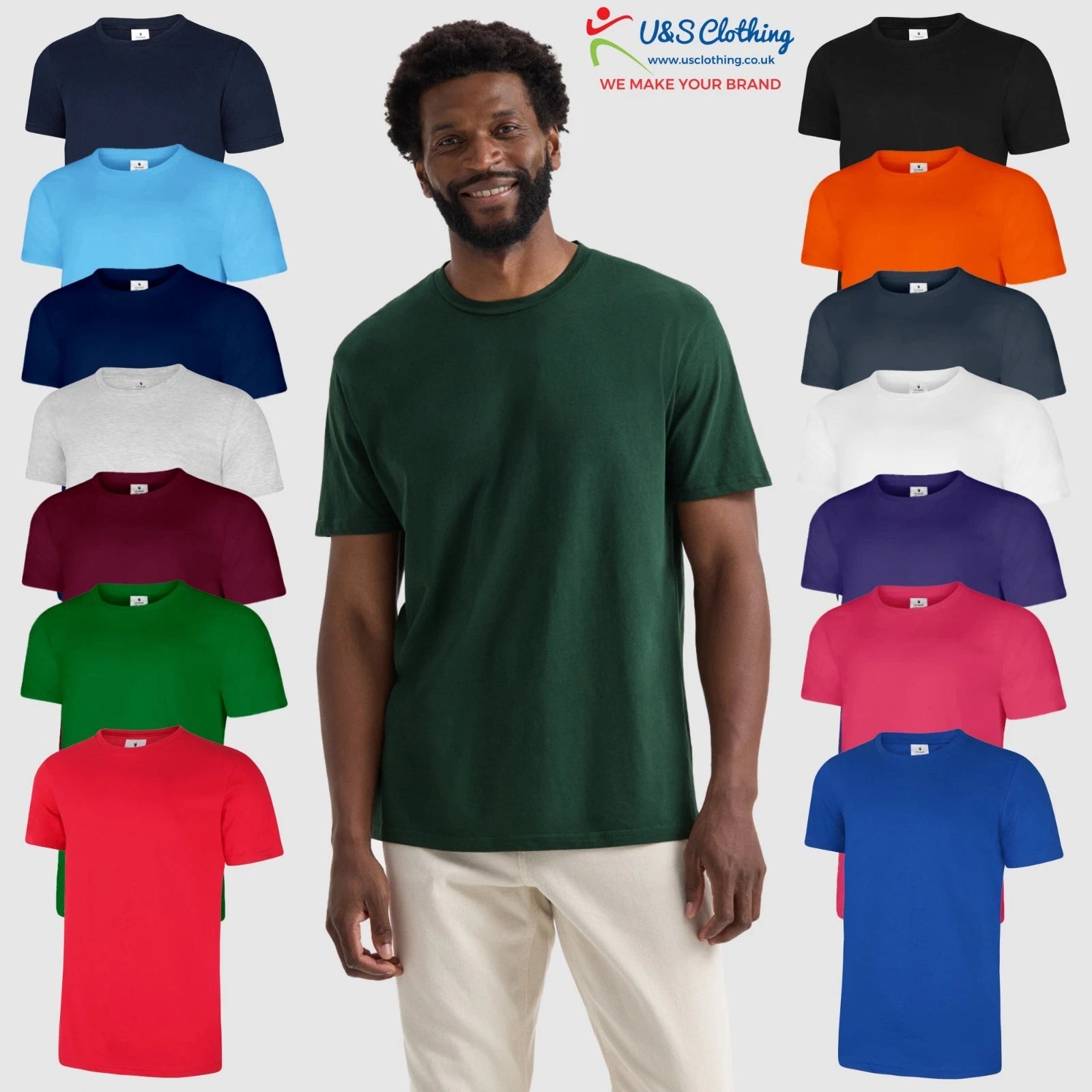 Uneek Unisex Olympic T-Shirt Crew Neck Casual 100% Cotton Plain Tee Shirt XS-4XL