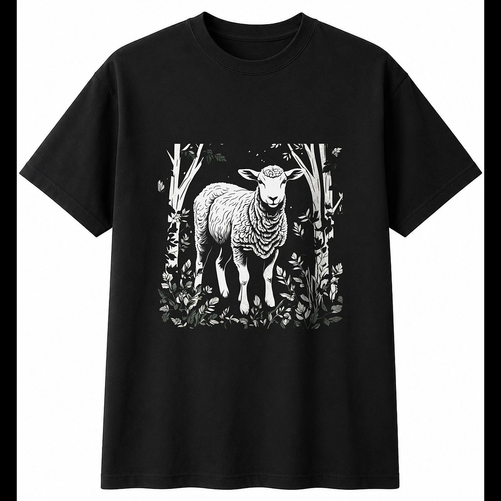 Graphic Lamb in Nature Sheep Mens T-Shirt Kawaii Cute Animal Adorable Novelty