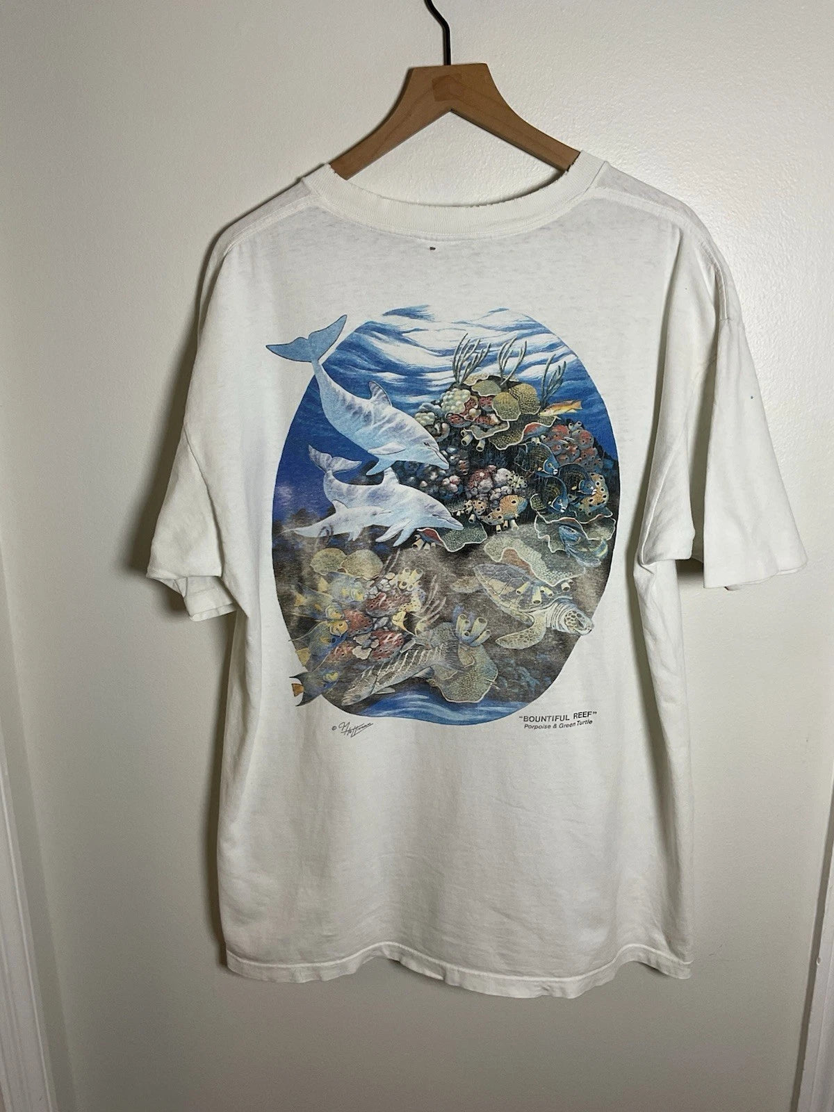 Vintage 1990s Environmental Artwear Graphic Pocket Tshirt Distressed VTG USA 90s