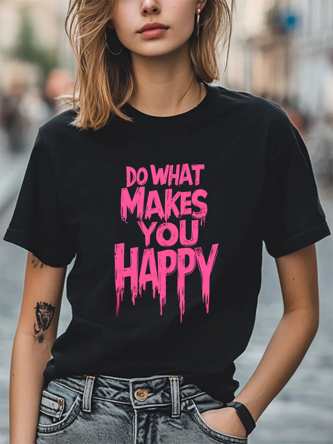 Do What Makes You Happy Women Men T-Shirt Trendy Tee Fashion Casual T-shirt
