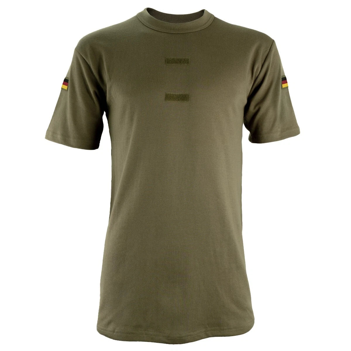 German Army/Bundeswehr Style Tropical T-Shirt with Flag Patches - OD- Brand New