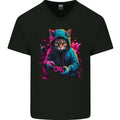Gaming Cat Cool Gamer Video Games Mens V-Neck Cotton T-Shirt