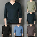 Fashionable V Neck Long Sleeve Muscle T Shirt Casual Tee Top Activewear