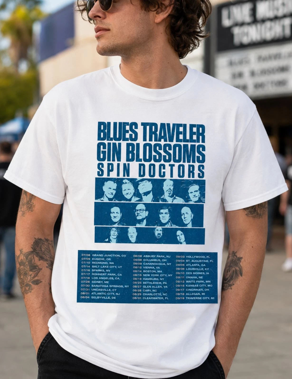Blues Traveler Gin Blossoms 2026 Tour with Spin Doctors T Shirt Full Size S 5XL