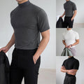 Polyester Spandex Men's Slim Fit T Shirt Half High Collar Casual Daily Wear