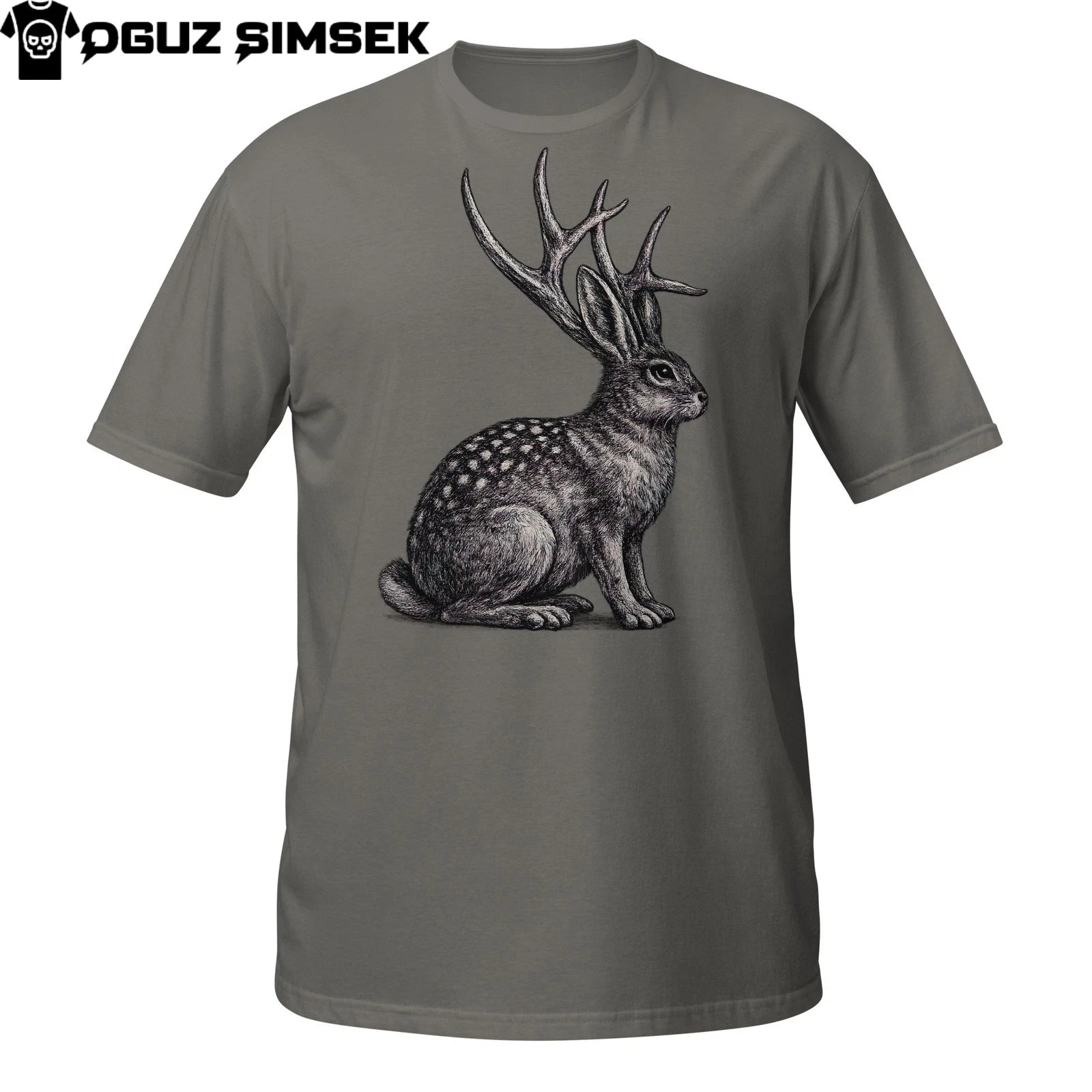 Surreal Jackalope Rabbit Graphic T-Shirt Dark Fantasy Unisex Shirt Wolpertinger