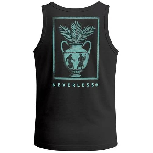 Mens Tank Top Back Print Vase Antique Palm Frond Fashion Street Style Summer