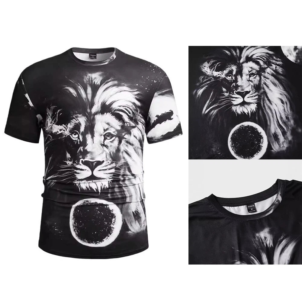 Mens Vintage Printed Round Neck T Shirt for Club and Daily For American Style