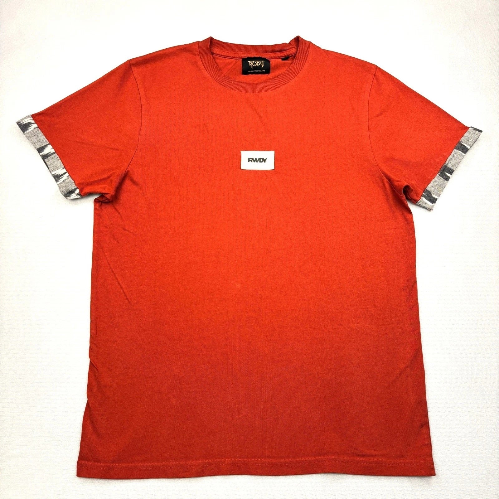 RWDY Shirt Mens Small Burnt Orange Cotton Center Patch Short Sleeve Streetwear