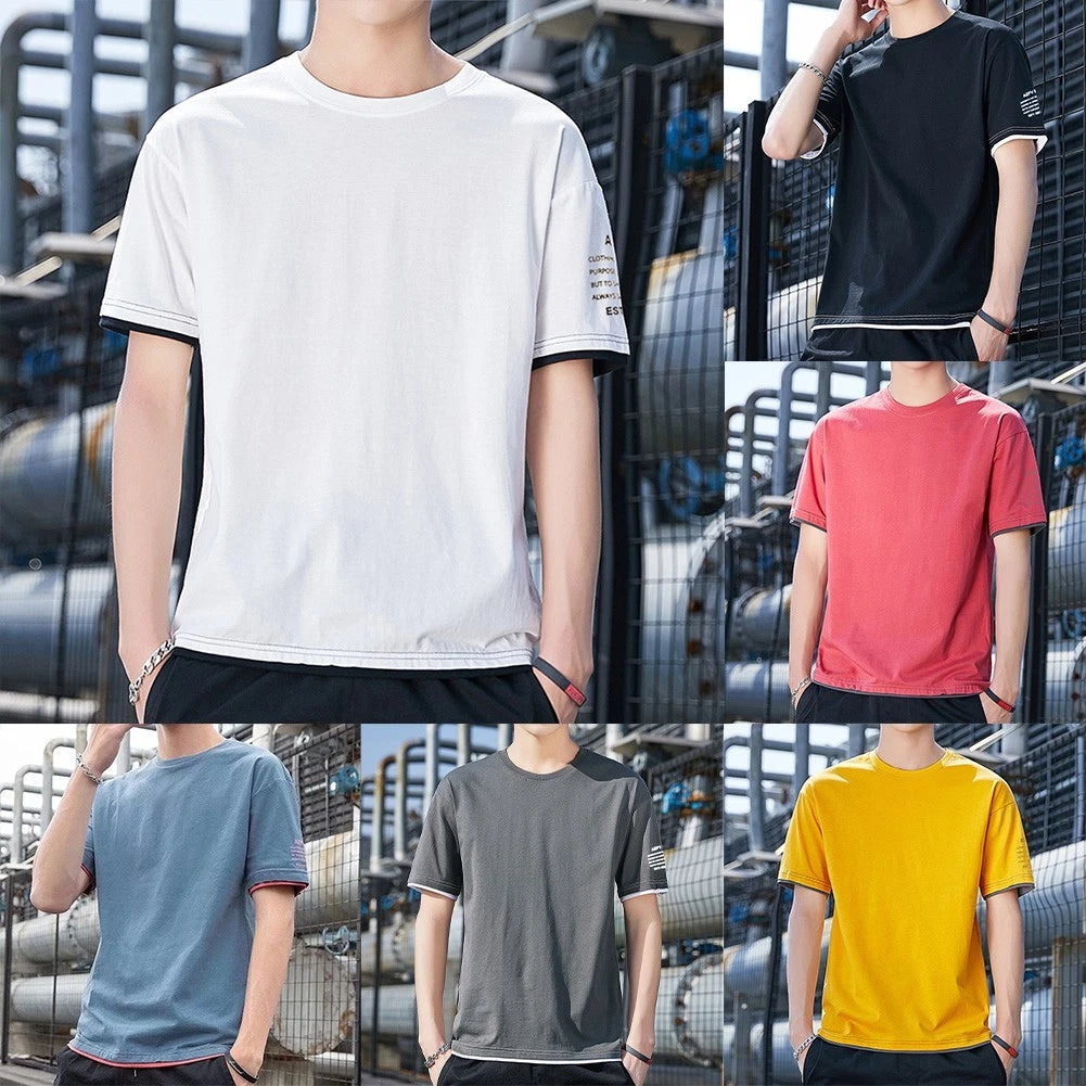 For Men For Daily Wear Men's Two-piece Tee Casual Outings Short Sleeve