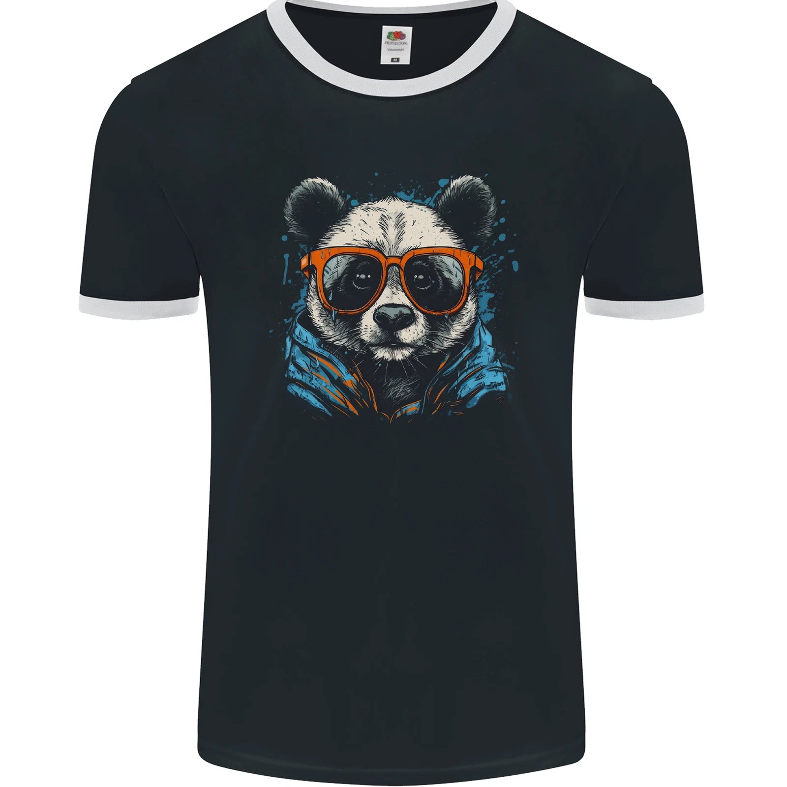 A Cool Panda Wearing Glasses Mens Ringer T-Shirt FotL