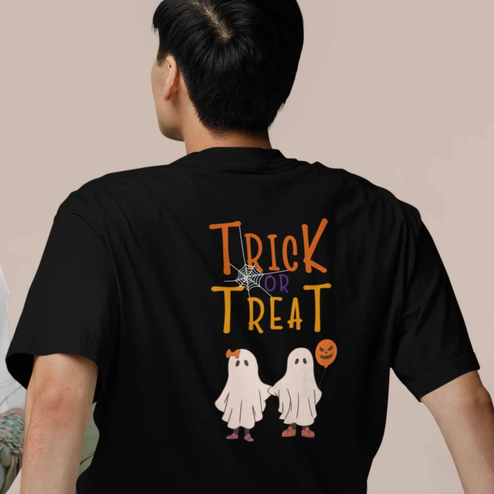 Comfortable Oversized Men's Tee | Round Neck, Festive Back Printed Halloween