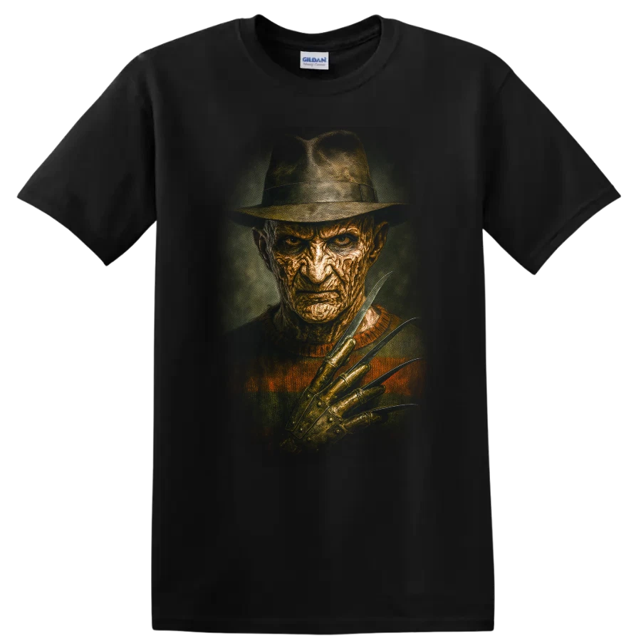 Freddy Krueger Horror Face T Shirt With Glove Slashing Creepy Vintage Tee
