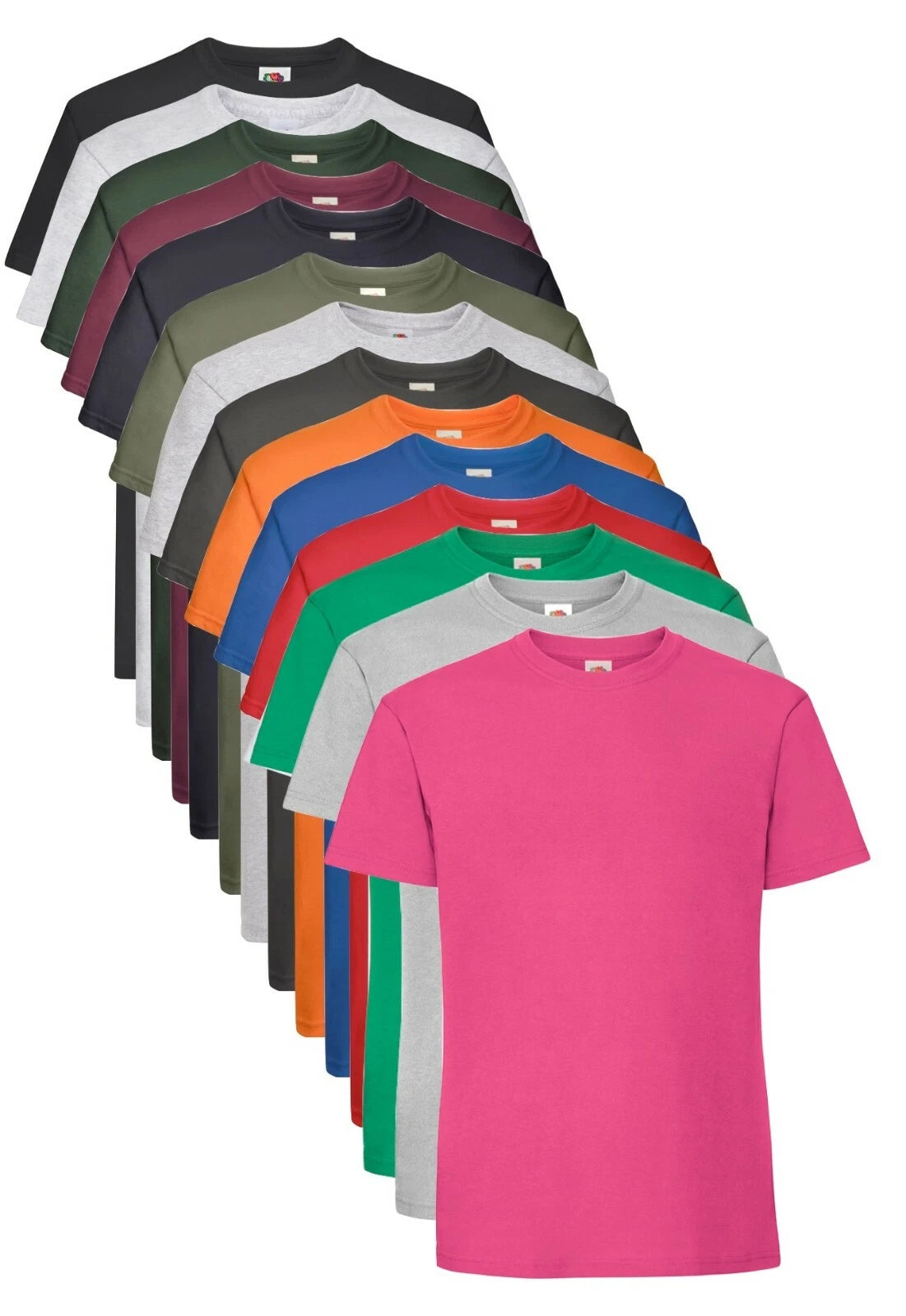 Fruit Of The Loom Plain Cotton Iconic 195 Premium Ringspun Tee T-Shirt S - 5XL