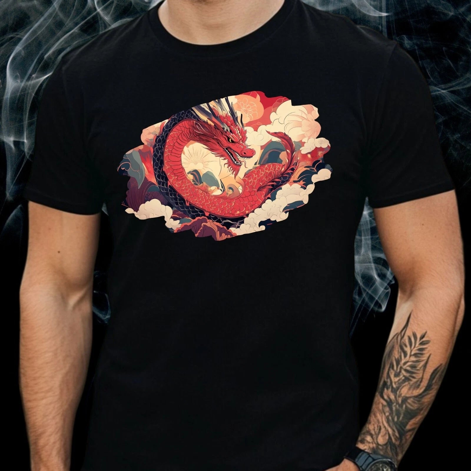 Mens Red Roof Motif Cotton T-Shirt Size XS to 5XL