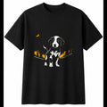 Graphic Puppy in Moonlight Dog Cute Mens T-Shirt Black 100% Cotton Kawaii