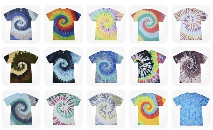 Colortone Multi Color Tie Dye T-Shirt Multi Style Adult Kids S-5XL Cotton Blank