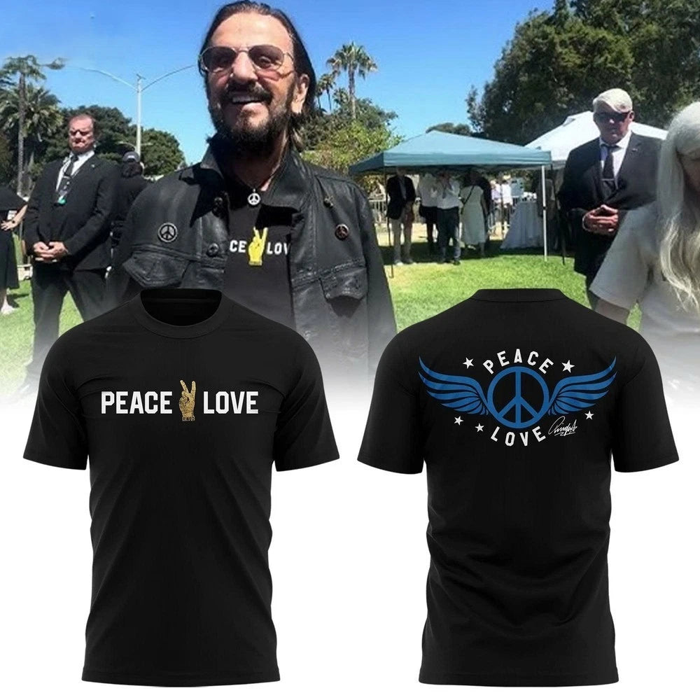 NEW Ringo Starr 86th Birthday Shirt Peace & Love Special Edition Fan Graphic Tee