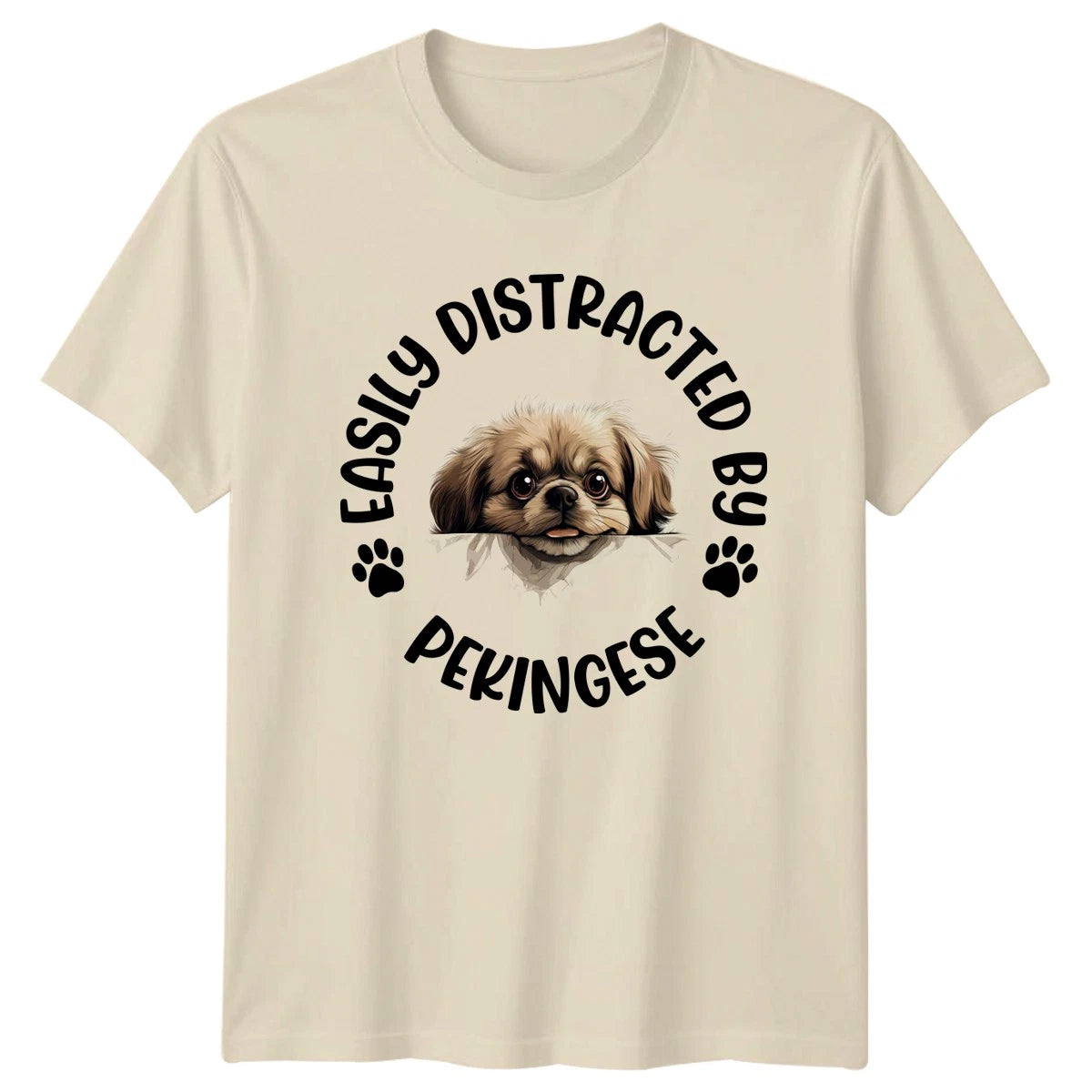 Easily Distracted By Pekingese Dogs Mens T-Shirt Womens Tee Graphic Unisex Top