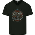 American Custom Garage Biker Motorcycle Mens V-Neck Cotton T-Shirt