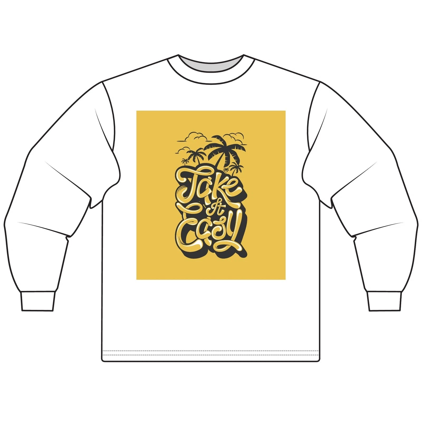 Take It Easy Long Sleeve T-Shirt, Cozy Casual Wear, Beach Vibes, Relaxed Fit