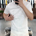 New Men Luxury Diamond Rhinestones Fashion T-Shirt High Quality Black White