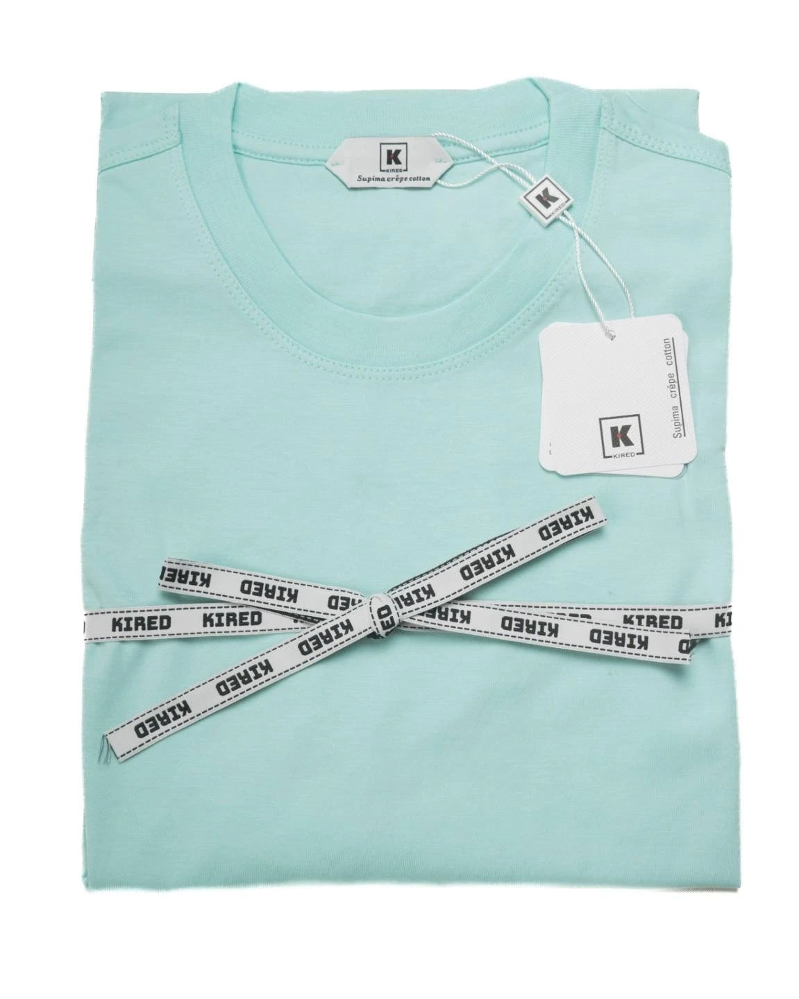 Kired by Kiton Turquoise Supima Crepe Cotton Short Sleeve Slim T-Shirt S (48 IT)
