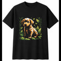 Puppy Botanical Dog Cute Mens T-Shirt Black 100% Cotton Adorable Tee Kawaii