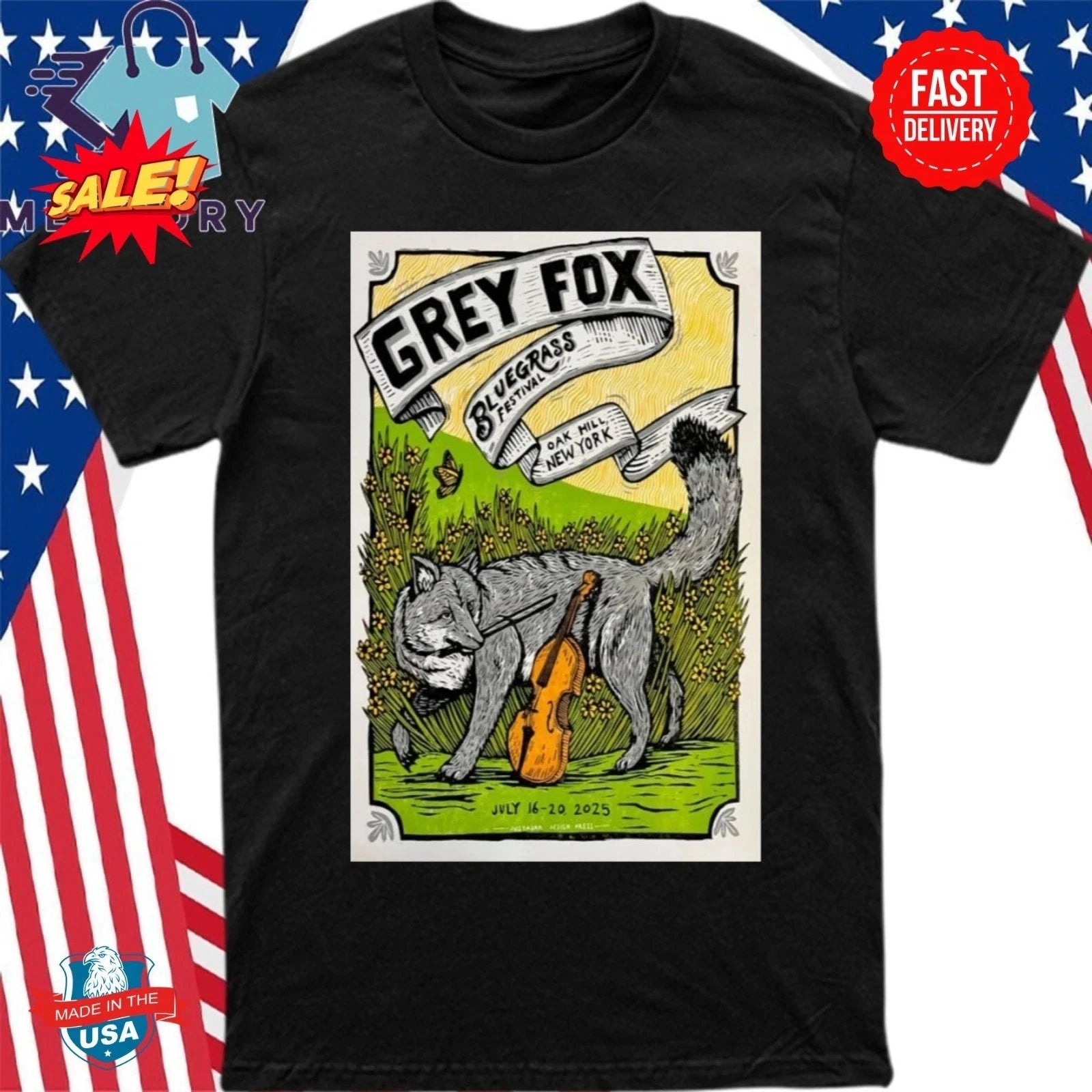 Grey Fox Bluegrass July 16-20 2025 Oak Hill, New York Poster T Shirt Unisex