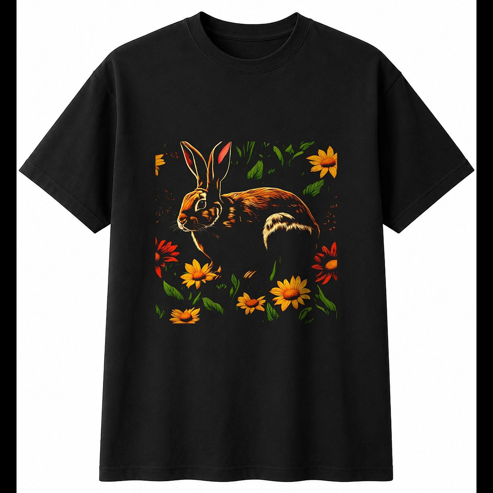 Flemish Giant Rabbit Mens T-Shirt Cute Black 100% Cotton Kawaii Adults Adorable