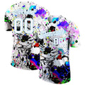 Custom Splashes Graffiti Pattern White-Light Blue 3D Performance T-Shirt1