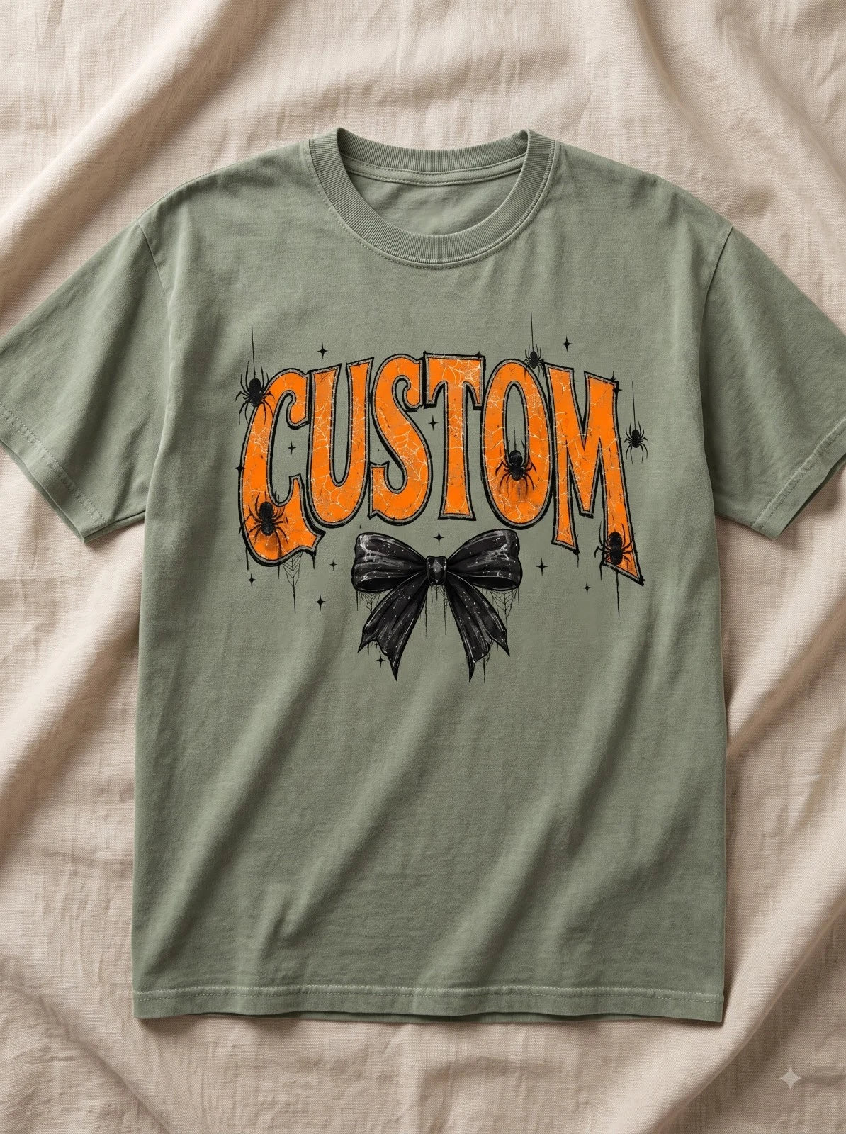 Custom Halloween Name Shirt, Personalized Spooky Season Tee, Cute Spider Bow