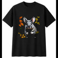 Botanical Chinchilla Torn Paper Cute Mens T-Shirt Black 100% Cotton Kawaii Tee