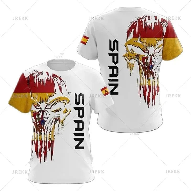 Spain Flag 3D Printed Football T-Shirt Spanish Generic Cool Breathable Polyester