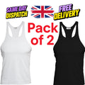 Pack of 2 Men’s Racerback Gym Vest – Black & White | Muscle Stringer | Fitness