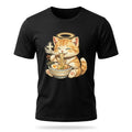 Christian Cat Eating Ramen Cute Faith Cross Funny Black T-Shirt