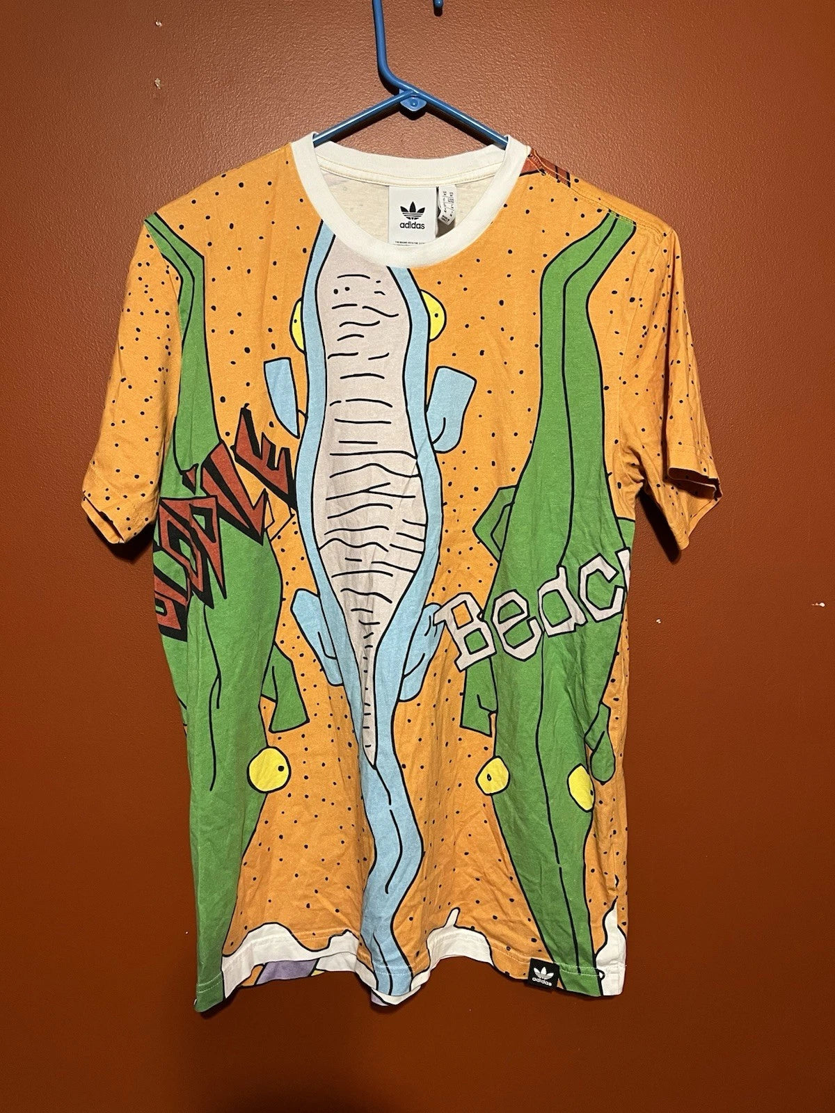 Adidas Crocodile Beach AOP Limited Edition Shirt M Retro Pop Art Cartoon Rare
