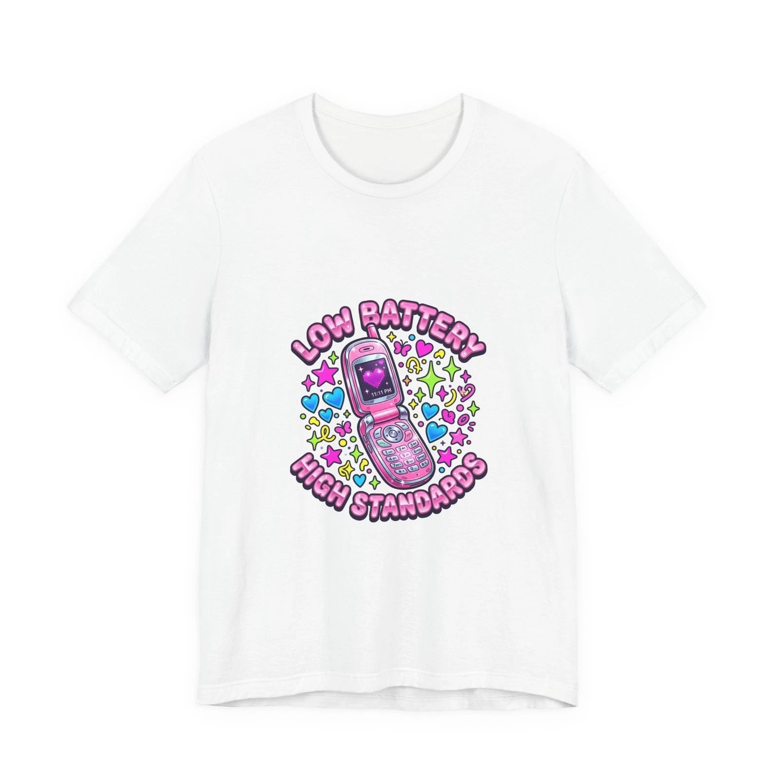 Low Battery High Standards Tee | Y2K aesthetic, retro internet shirt