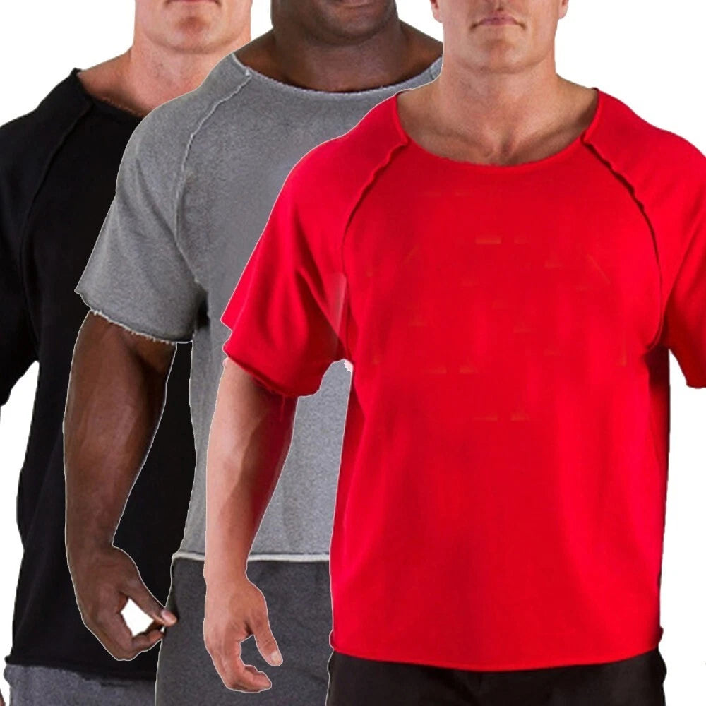 Gym Wear Bodybuilding Workout TeeMen, Casual Round Neck Cotton T-shirt/Fitness